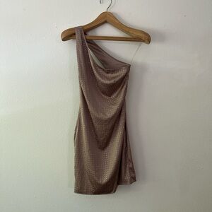 House of CB | Y2K dusty pink rhine stone one shoulder mini NYE dress ✨